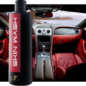 Skin Wash NEU Leather and Vinyl seat and surface cleaner product image with car interior in the background.