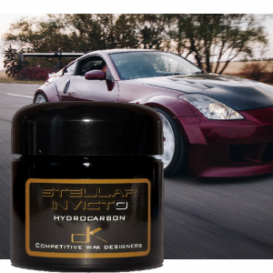 Stellar Invicto Hydrocarbon Wax product in front of tuner car.