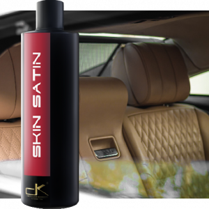 Skin Satin 16 ounce bottle in front of detailed car interior.